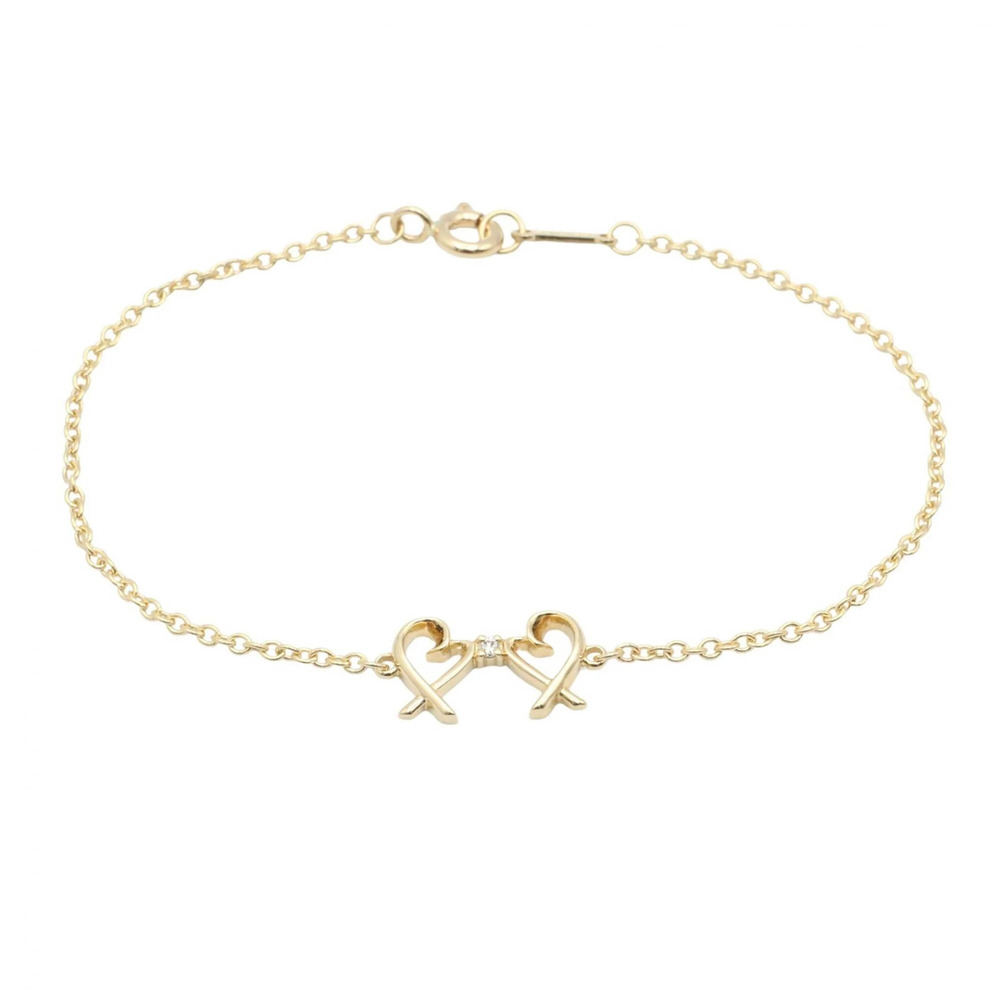 TIFFANY 18k Yellow Diamond Heart Charm Bracelet